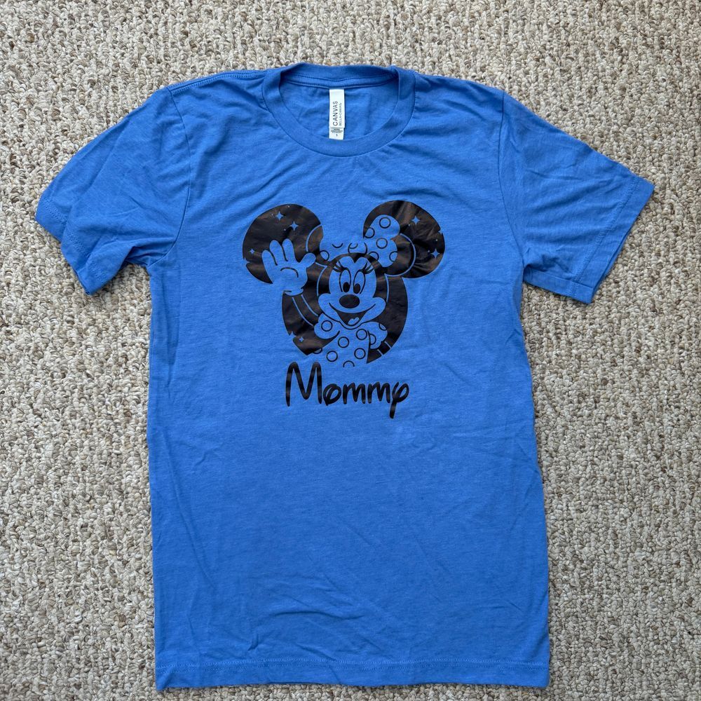 Disney Minnie‎ Mouse Mommy T-Shirt Blue Graphic Tee Family Matching S